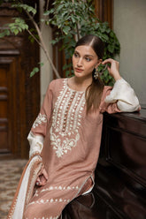 Shehrnaz - Aabroo - SHK-1434 - Beige - Pure Raw Silk - 3 Piece